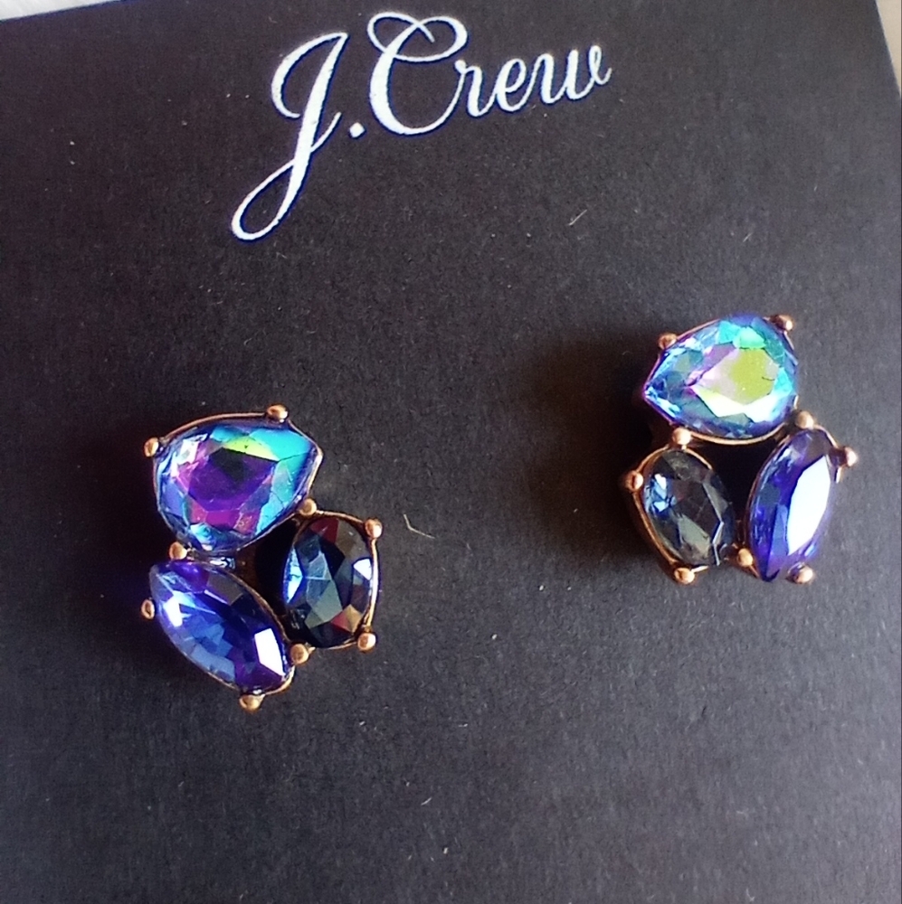 J. Crew Blue Iridescent Crystal Earrings